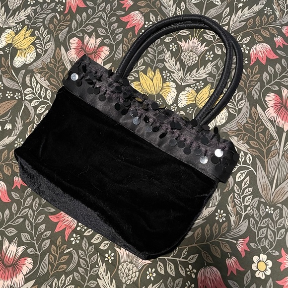 Y2K black velvet sequin shoulder bag - Picture 2 of 5